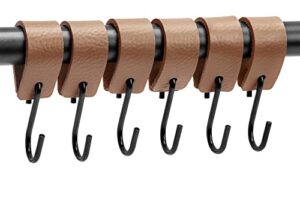 brute strength - multifunctional leather s-hooks - taupe - 6 pieces - s shaped hooks - coat hook - leather hooks - leather s hooks - black s hooks - kitchen hooks