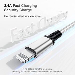 4 Pack 6ft iPhone Charger Cable, [Apple MFi Certified] Long USB A Lightning to Cable 6 Feet, 6 Foot Nylon Fast Apple Charging Cable Cord for Apple iPhone 12/11 Pro/11/XS MAX/XR/8/7/6s/6/5S/SE iPad