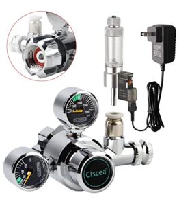 clscea aquarium co2 regulator dual gauge with bubble counter and solenoid valve, single stage