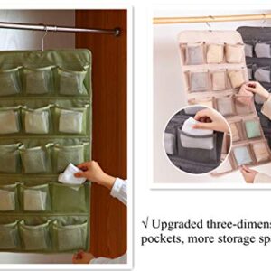 Dual sided Hanging Underwear Sock Bra Stocking Organizer with 5+15 Mesh Pockets, 3D Pockets Design Durable Space Saver Bag Wall Shelf Wardrobe Storage Bags Holders (Green)