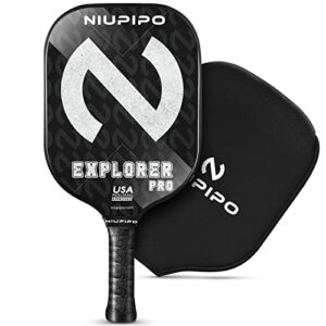 niupipo explorer pro pickleball paddle - graphite carbon fiber, usa approved pickleball paddles for sanctioned tournament play, co-designed by the top 5 touring pro pickleball player fad
