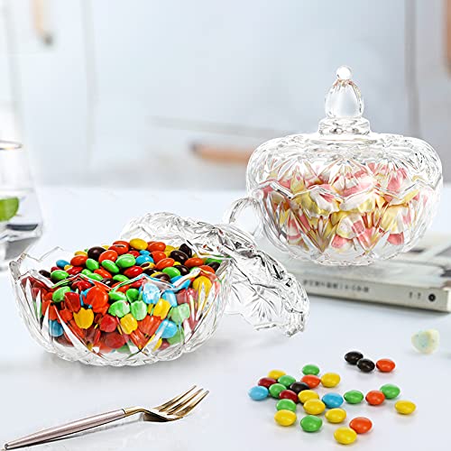 Youeon Set of 4 Glass Candy Dish with Lid, 6.2" Decorative Candy Bowl, Crystal Candy Jar, Cookie Jar, Jewelry Dish, Covered Candy Jar for Kitchen, Home, Office Desk, Candy Buffet