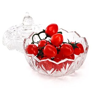 Youeon Set of 4 Glass Candy Dish with Lid, 6.2" Decorative Candy Bowl, Crystal Candy Jar, Cookie Jar, Jewelry Dish, Covered Candy Jar for Kitchen, Home, Office Desk, Candy Buffet