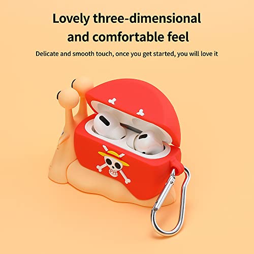 Used forAirpods Pro Charging Case Cover , Cute Cartoon Anime AirPods Case ,Silicone Airpods Cover with Keychain (lufi Snails/Pro)