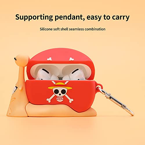 Used forAirpods Pro Charging Case Cover , Cute Cartoon Anime AirPods Case ,Silicone Airpods Cover with Keychain (lufi Snails/Pro)