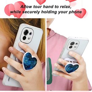 4 Pieces Phone Grip Holder Marble Heart Shape Adhesive Finger Holder Multi-Functional Marble Heart Cell Phone Widely Compatible with Most Phones Cases Phone Grip for Smartphone and Tablets