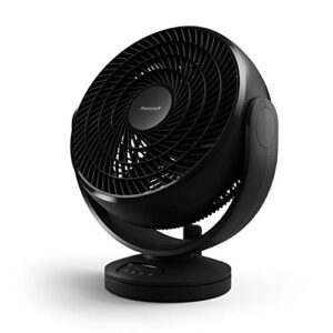 honeywell hf715 turbo force electronic oscillating floor fan, small, black – oscillating personal fan for home or office with remote control and electronic led controls - 3 speeds and 90 degree pivot