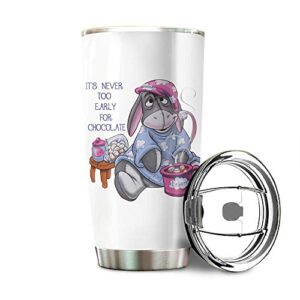 eeyore its never too early for chocolate stainless steel tumbler 20oz & 30oz travel mug