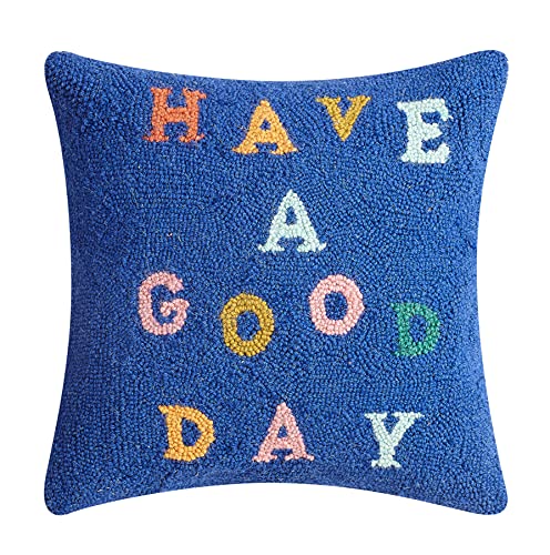 Peking Handicraft Have a Good Day Wool Hook Pillow 16" x 16"