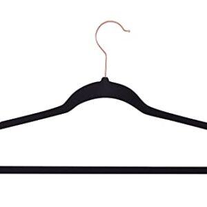 Premium 60 Velvet Hangers with Rose Gold Hook Durable & Slim Non-Slip Velvet Hangers - 360 Degree rotatable Hook Space Saving Ultra Thin Velvet Hangers for Coats, Pants, Suit, Jacket (Black, 60)