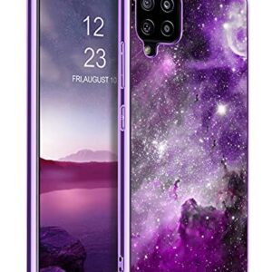 BENTOBEN Galaxy A42 5G Case, Slim Fit Glow in The Dark Hybrid Hard PC Soft TPU Bumper Drop Protective Girls Women Men Phone Cover for Samsung Galaxy A42 5G 6.6" 2021, Purple Galaxy