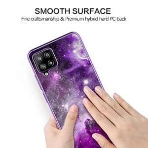 BENTOBEN Galaxy A42 5G Case, Slim Fit Glow in The Dark Hybrid Hard PC Soft TPU Bumper Drop Protective Girls Women Men Phone Cover for Samsung Galaxy A42 5G 6.6" 2021, Purple Galaxy