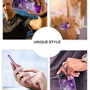 BENTOBEN Galaxy A42 5G Case, Slim Fit Glow in The Dark Hybrid Hard PC Soft TPU Bumper Drop Protective Girls Women Men Phone Cover for Samsung Galaxy A42 5G 6.6" 2021, Purple Galaxy