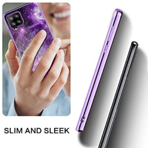 BENTOBEN Galaxy A42 5G Case, Slim Fit Glow in The Dark Hybrid Hard PC Soft TPU Bumper Drop Protective Girls Women Men Phone Cover for Samsung Galaxy A42 5G 6.6" 2021, Purple Galaxy