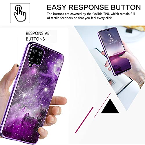 BENTOBEN Galaxy A42 5G Case, Slim Fit Glow in The Dark Hybrid Hard PC Soft TPU Bumper Drop Protective Girls Women Men Phone Cover for Samsung Galaxy A42 5G 6.6" 2021, Purple Galaxy