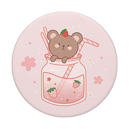 Funny Strawberry Bear Cute Kawaii Aesthetic PopSockets Swappable PopGrip