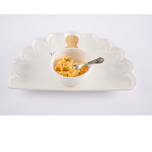 Mud Pie Circa Thanksgiving Turkey Chip & Dip Appetizer Platter, White, 9.5" x 13.5"