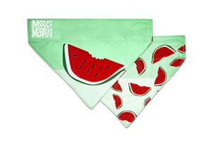 max & molly reversible fabric bandana for dogs & cats, soft washable fabric, no-tie design, pet collar slides through top loop to keep bandana securely in place (watermelons, medium-large)