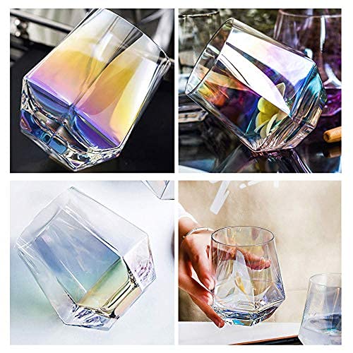 CUKBLESS Stemless Wine Glass Set Of 4(10 Oz),Iridescent Glassware For Gift,Modern Rainbow Wine Glass For Serving White Wine, Red Wine, Cocktail, Whiskey, Bourbon, Cool Water