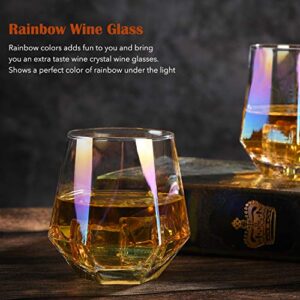 CUKBLESS Stemless Wine Glass Set Of 4(10 Oz),Iridescent Glassware For Gift,Modern Rainbow Wine Glass For Serving White Wine, Red Wine, Cocktail, Whiskey, Bourbon, Cool Water