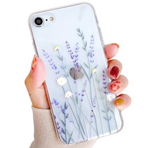 hjwkjus compatible with iphone 7/8/se 2020/se 2022 case for girls&woman,elegance lovely floral flower blooms soft clear tpu rubber gel shock absorption protection case for iphone 7/8/se 2020 4.7''