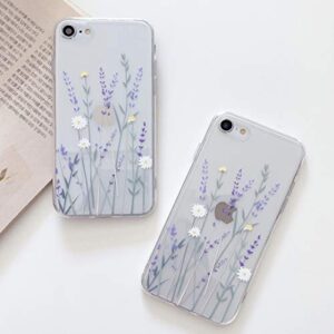 HJWKJUS Compatible with iPhone 7/8/SE 2020/SE 2022 Case for Girls&Woman,Elegance Lovely Floral Flower Blooms Soft Clear TPU Rubber Gel Shock Absorption Protection Case for iPhone 7/8/SE 2020 4.7''