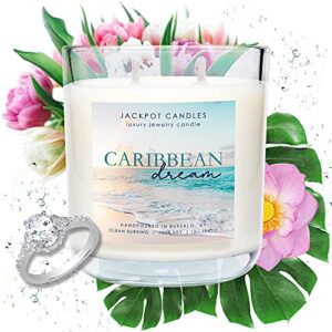 Jackpot Candles Caribbean Dream Candle with Ring Inside (Surprise Jewelry Valued at 15 to 5,000 Dollars) Ring Size 7