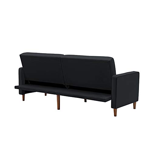 LTT Futon Sofa Bed, Sleeper Sofa, Square Arms Modern Velvet Upholstered Sofa Bed Black(78" Lx37 Wx34 H)