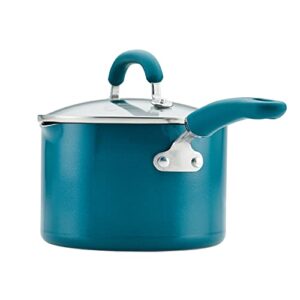 Rachael Ray 12020 Create Delicious Nonstick Sauce Pan / Saucepan with Straining and Lid, 3 Quart - Teal Shimmer