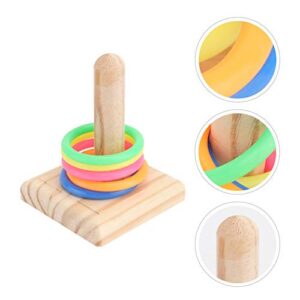 POPETPOP Wooden Toys Educational Toys 1 Set Bird Toys Bird Trick Tabletop Toys Training Stacking Color Ring Toys Parrot Chew Foraing Toys Education Toys Desktop Accessories Pet Toys