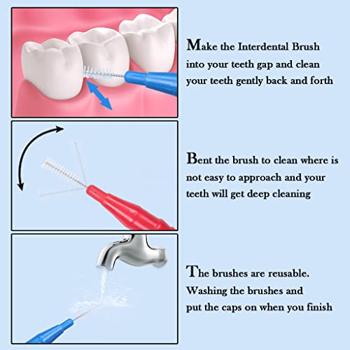 50 Pieces Interdental Brush,Toothpicks Tooth Flossing Head Oral Dental Hygiene Brush,Teeth Cleaner Dental Floss Stick Tooth Cleaning Tool