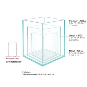 HIRO Aquatics Nano Tall Rimless Aquarium, Low Iron Glass Framless Tank, Betta Fish Tank, White Leveling Mat Included (5 Gallon- 25X25X30cm)