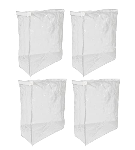 Clear Vinyl Plastic Zippered Blanket Storage Pouch Bags for Throws, Blankets, Quilts - 15 x 6 x 18 Inches 4-Pack Set of Clear Organizer Bags