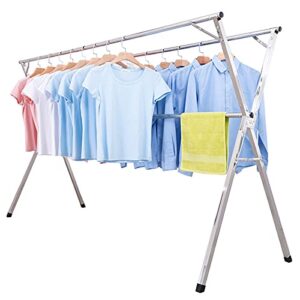 aiode clothes drying rack for laundry foldable, 79 inch stainless steel pool towel rack outdoor free standing clothing hanger indoor