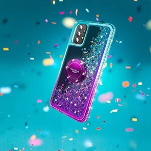 Silverback for Galaxy A32 5G Case with Ring Stand Kickstand, Women Girls Bling Holographic Sparkle Glitter Cute Cover, Diamond Ring Protective Phone Case for Samsung Galaxy A32 5G-Purple