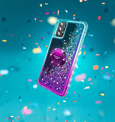 Silverback for Galaxy A32 5G Case with Ring Stand Kickstand, Women Girls Bling Holographic Sparkle Glitter Cute Cover, Diamond Ring Protective Phone Case for Samsung Galaxy A32 5G-Purple