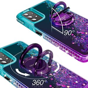 Silverback for Galaxy A32 5G Case with Ring Stand Kickstand, Women Girls Bling Holographic Sparkle Glitter Cute Cover, Diamond Ring Protective Phone Case for Samsung Galaxy A32 5G-Purple
