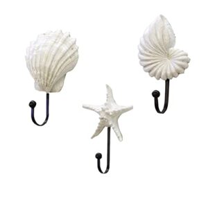sea shell wall hook hangers, vintage seashell coat hook hanger, 3pcs/set resin hanger decorative hooks, coastal theme beach house decor