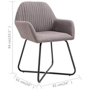 FAMIROSA 2 Piece Modern Dining Chairs Set Fabric Upholstery Soft Seat Side Chair with Armrest Steel for Kitchen Dining Room Living Room 24"x24"x33.1" (W x D x H), Taupe Fabric