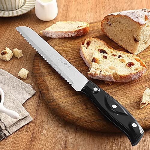 8-Inch Bread Knife, Serrated Bread Knife, Bread Cutter & Bread Slicers For Homemade Bread, Cake and Bagels, Ultra-Sharp German Stainless Steel-ABS Handle