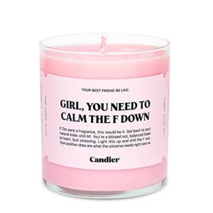 ryan porter calm the f down candles - 100% natural & vegan - made of hand-poured soy wax & cotton wick - smells cherry blossom, magnolia & more - decor glass candles - no parabens, phthalates, lead