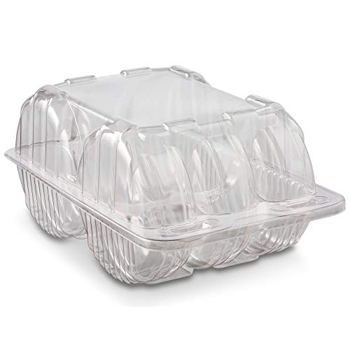 MT Products Clear Plastic Containers 6 Donut or 12 Cookie Container with Barlock Closure and Hinged Lid for Optimal Freshness (20 Pieces) - Made in the USA