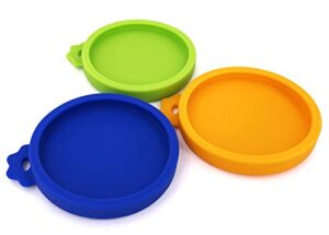 comtim 3 pack cat food can lids, silicone small pet food can lids covers for 3 oz cat food cans