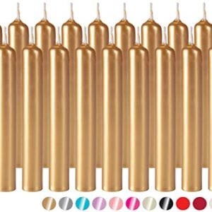 BRUBAKER Mini Taper Candles 20 pcs - Gold - 3¾ x ½ Inches Unscented Candles for Rituals, Spells, Witchcraft, Wedding, Home Decor and Party