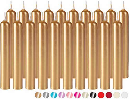 BRUBAKER Mini Taper Candles 20 pcs - Gold - 3¾ x ½ Inches Unscented Candles for Rituals, Spells, Witchcraft, Wedding, Home Decor and Party