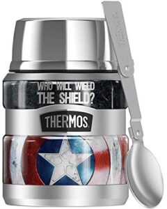 thermos marvel - the falcon and the winter soldier, captain america shield, wield the shield stainless king stainless steel food jar with folding spoon, vacuum insulated & double wall, 16oz