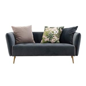 acanva dark blue modern velvet fabric sofa for living room bedroom, solid metal legs, 68" w loveseat