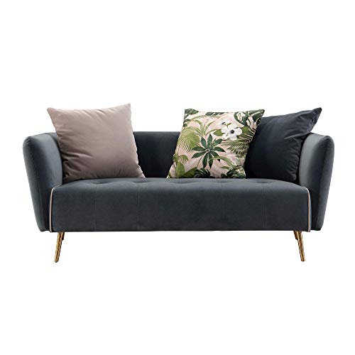 Acanva Dark Blue Modern Velvet Fabric Sofa for Living Room Bedroom, Solid Metal Legs, 68" W Loveseat