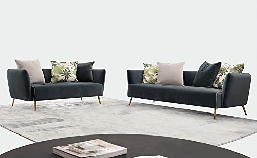 Acanva Dark Blue Modern Velvet Fabric Sofa for Living Room Bedroom, Solid Metal Legs, 68" W Loveseat