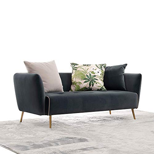 Acanva Dark Blue Modern Velvet Fabric Sofa for Living Room Bedroom, Solid Metal Legs, 68" W Loveseat